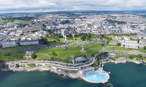 Vue aérienne sur Plymouth